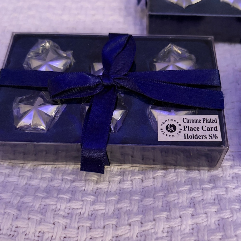 Godinger Chrome Plated STAR Place Card Holders - Grand Set of 18 - NIB NWT NEW